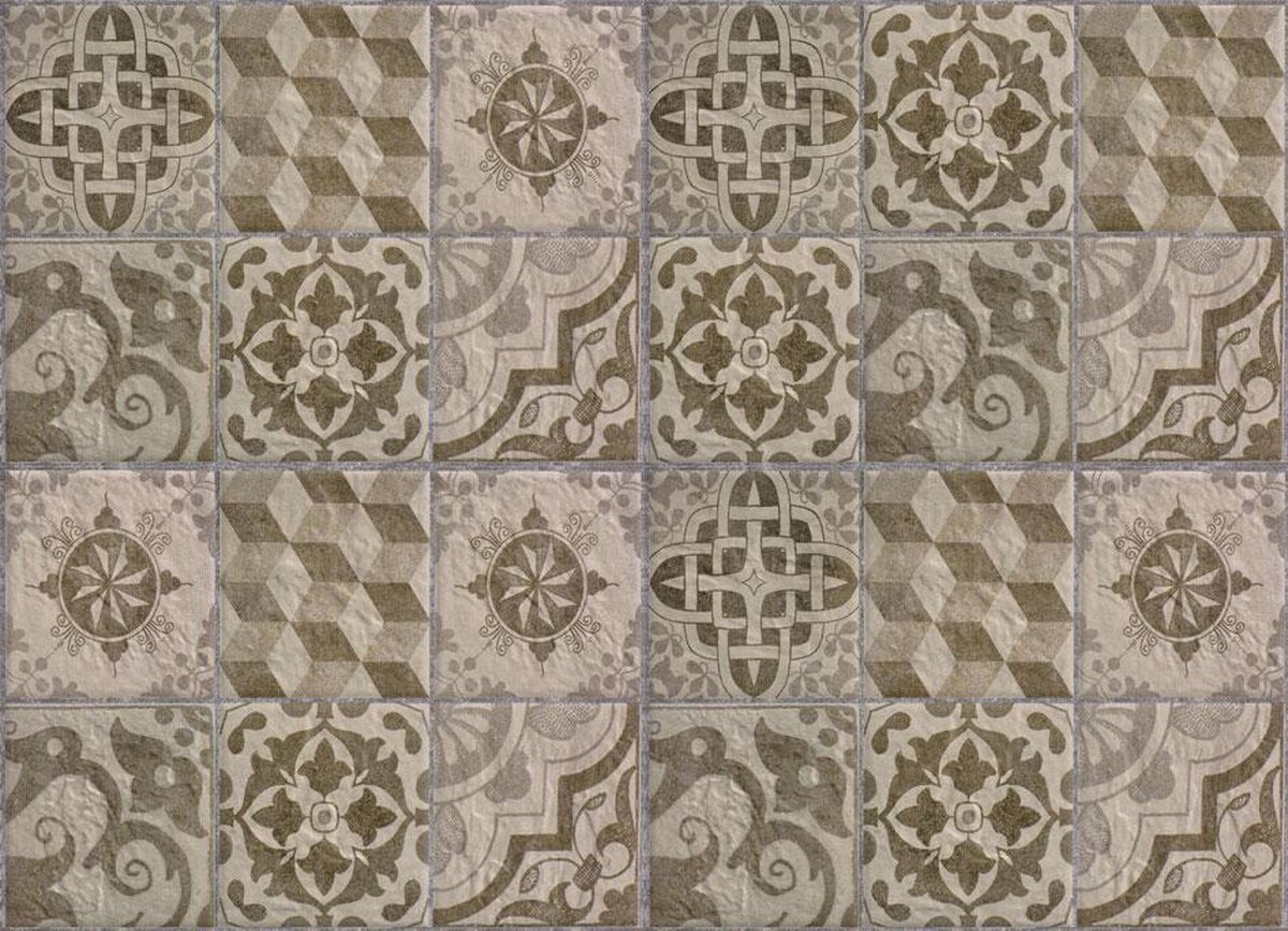 Crearreda - Achterwand Keukensticker – Azulejos - Beige - 65 x 47 cm