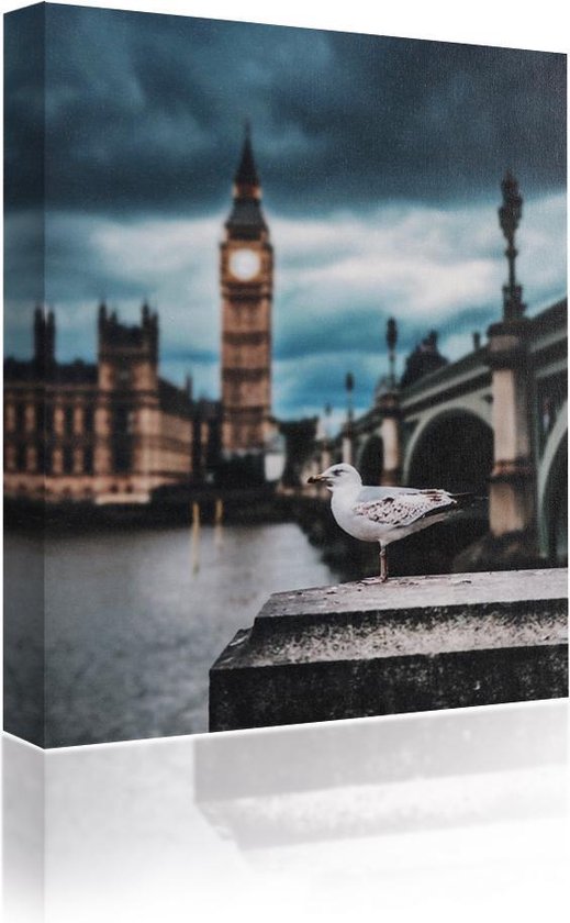 Sound Art Canvas + Bluetooth Speaker Seagull And Big Ben (23 x 28cm