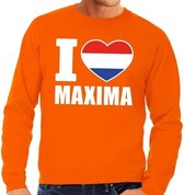 Oranje I love Maxima sweater volwassenen 2XL