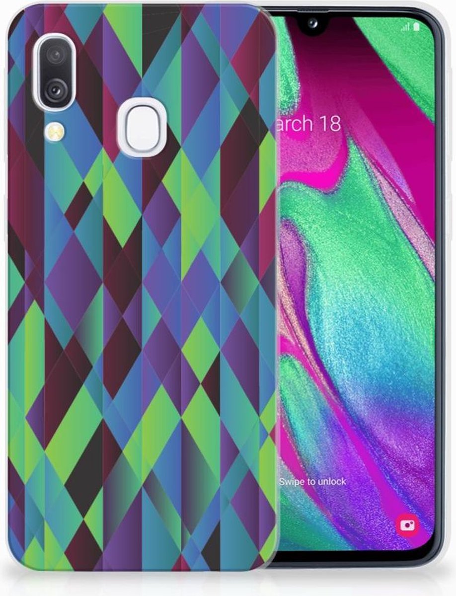 Samsung Galaxy A40 TPU Hoesje Abstract Green Blue