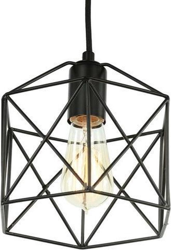 klinker Religieus Varken Diamond Star Industrieel Draad Design - Hanglamp - Ø 20 cm - Zwart | bol.com