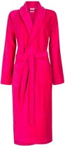 Dames badjas fuchsia roze - velours katoen - sjaalkraag - maat L/XL