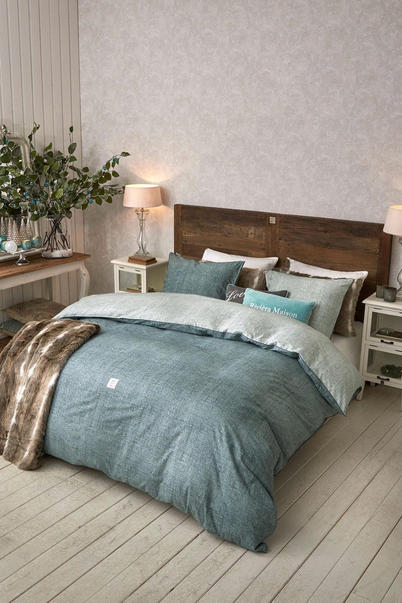 Riviera Maison Coughton Court Dekbedovertrek - Eenpersoons - 140x200/220 cm - Mint Green