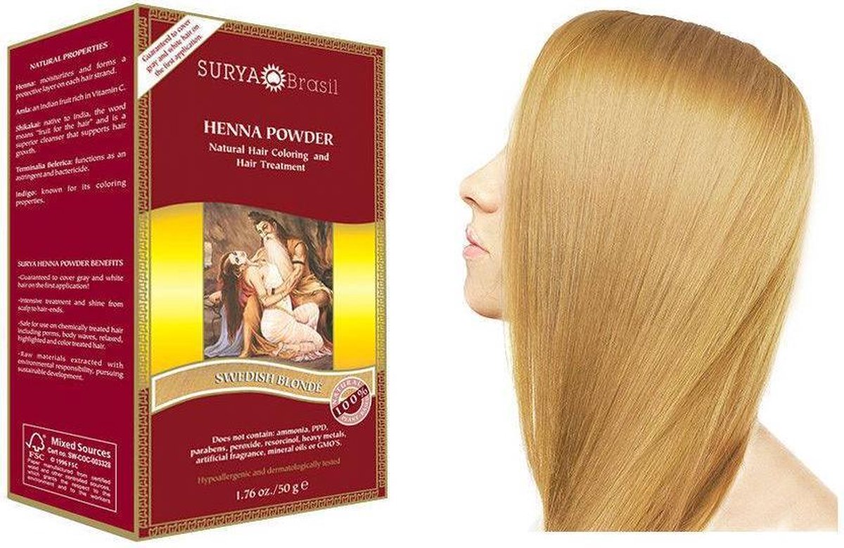 Surya Brasil Henna Poeder Haarverf - Zweeds Blond - 50 g