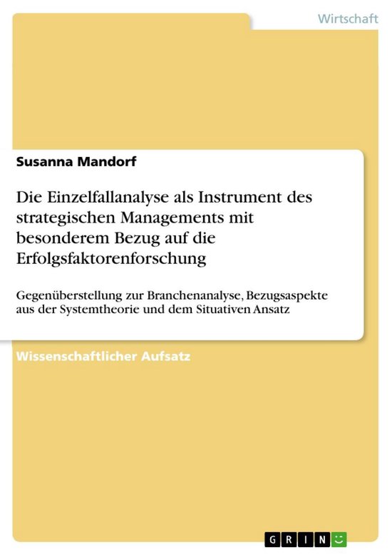 Die Einzelfallanalyse als Instrument des strategischen Manag ... - cover