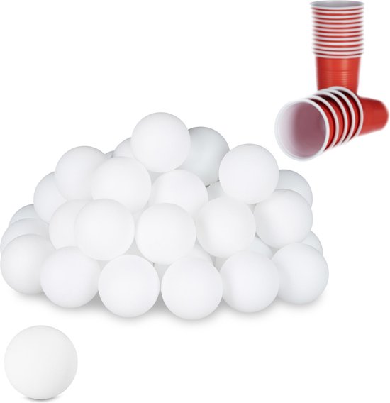stel voor Smaak mobiel Relaxdays beerpong ballen - 48 tafeltennisballen - ping pong ballen -  lottoballetjes wit | bol.com