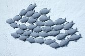 Tuindecoratie - wanddecoratie - muurdecoratie - metaal - vissen - grijs gemêleerd - 97 cm
