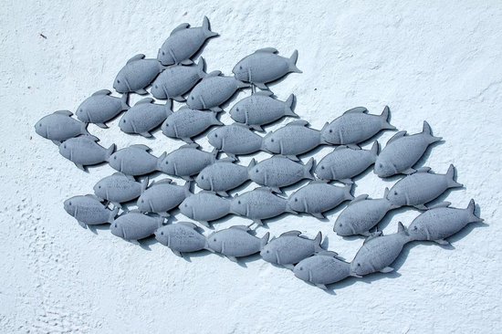 Elegantie Zeeman Steken Tuindecoratie - wanddecoratie - muurdecoratie - metaal - vissen - grijs  gemêleerd - 97 cm | bol.com