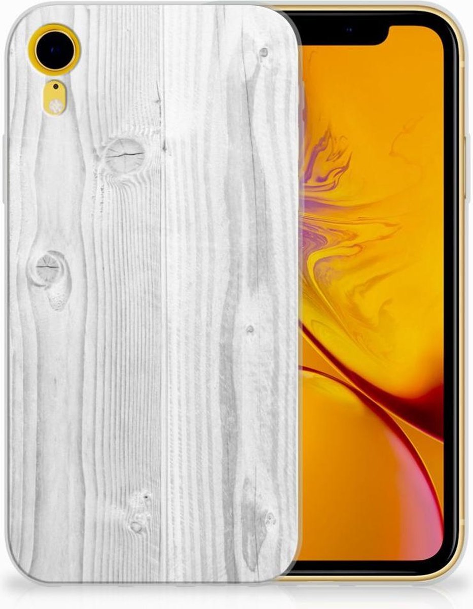 Back Cover voor Apple iPhone Xr Bumper Hoesje White Wood