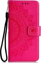 Shop4 - iPhone Xs Max Hoesje - Wallet Case Mandala Patroon Roze