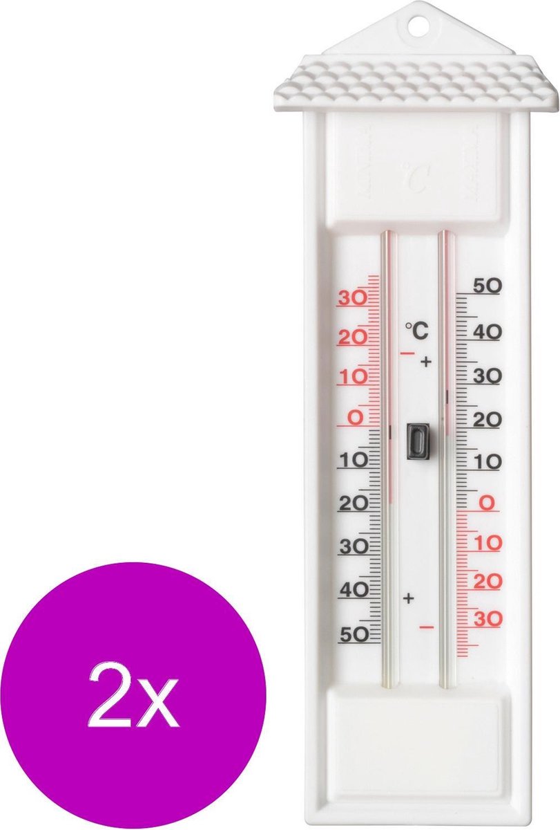 Nature Muurthermometer Min-Max Thermometer 2 x 3x8x23 cm Wit