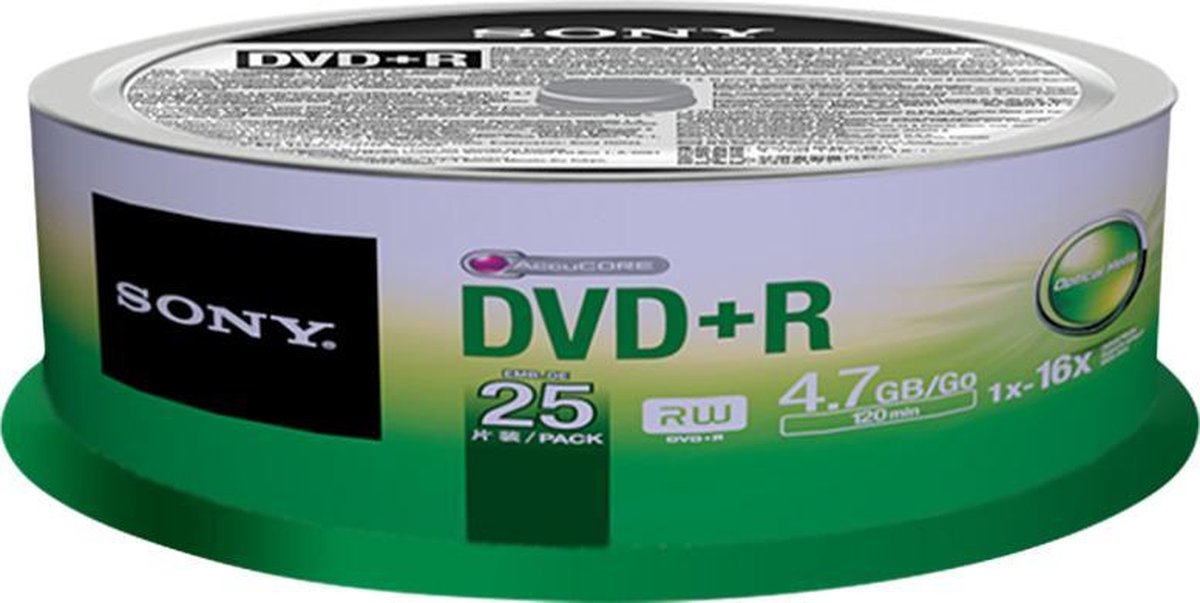 Sony 25DPR47SP - 25 x DVD+R - 4.7 GB ( 120min ) 16x - spindle