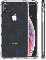 Geschikt voor iPhoneX | Xs TPU-Siliconen Hoesje Design Leaves Blue