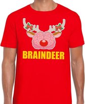 Foute Kerst t-shirt braindeer rood voor heren 2XL