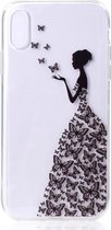 iPhone XR (6,1 inch) - hoes, cover, case - TPU - Transparant - Vrouw met vlinders