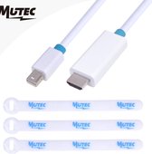 MutecPower 3 meter MINI DisplayPort (DP)  naar HDMI kabel - mannelijk naar mannelijk -  Ultra HD 4k resolutie - met 3 kabel koppelingen