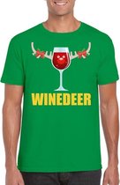 Foute Kerst t-shirt wijntje Winedeer groen voor heren L