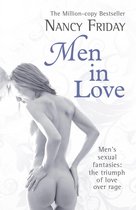 Boekomslag met de titel 'Men in Love' van Nancy Friday, met een zwart-witfoto van een vrouw.