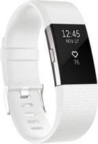 Horloge Band Voor de Fitbit Charge 2 - Siliconen Sport Wit Watchband - Armband Large - Geschikt voor de Activity Tracker / Polsband / Strap Band / Sportband - White - Maat Groot
