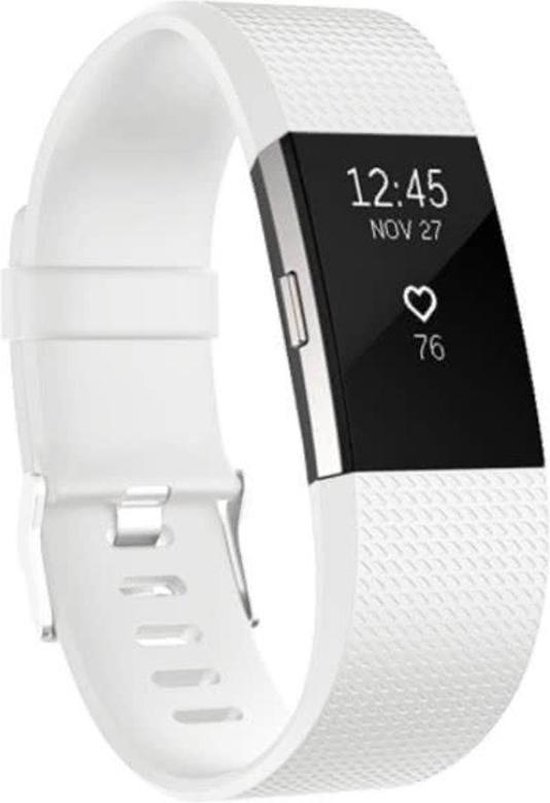 Bracelet de montre pour Fitbit Charge 2 - Bracelet de montre Sport en Siliconen Wit - Bracelet grand - Convient pour le tracker d'activité / bracelet / bracelet / bracelet sport - White - taille Groot