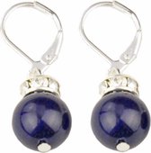 Edelstenen oorbellen Bling Blue Agate - oorhanger - blauw - agaat - stras stenen