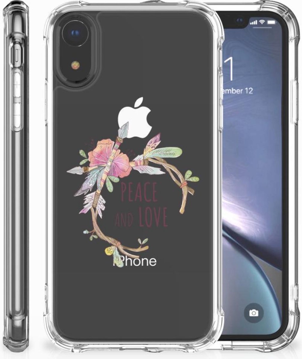 TPU Case Anti-Shock voor Apple iPhone Xr Stevig Bumper Hoesje Boho Text