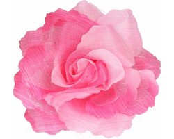 Haarbloem met klem - Roze roos voor in het haar - Met clip en elastiek