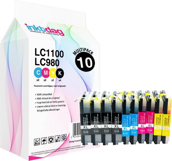 Inktdag inktcartridges voor Brother LC1100 / LC980/LC985 inktcartridges,  multipack van... | bol.com