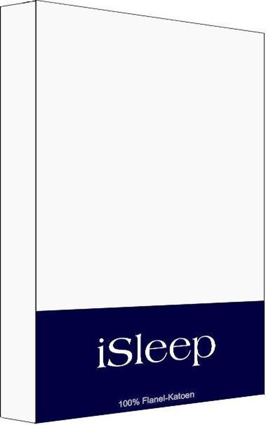 iSleep Flanel Hoeslaken - Tweepersoons - 160x200 cm - Wit