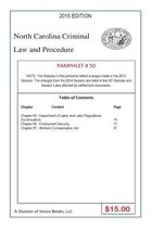 North Carolina Criminal Law and Procedure-Pamphlet 50