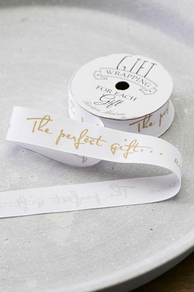 Rivièra Maison The Perfect Gift... Gift Ribbon - Cadeauversiering - 5 meter  - Wit | bol.com