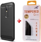 Silicone gel zwart hoesje Nokia 4.2 met glas screenprotector