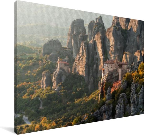 Lever du soleil aux monastères des Météores en Grèce Toile 60x40 cm - Tirage photo sur toile (Décoration murale salon / chambre)
