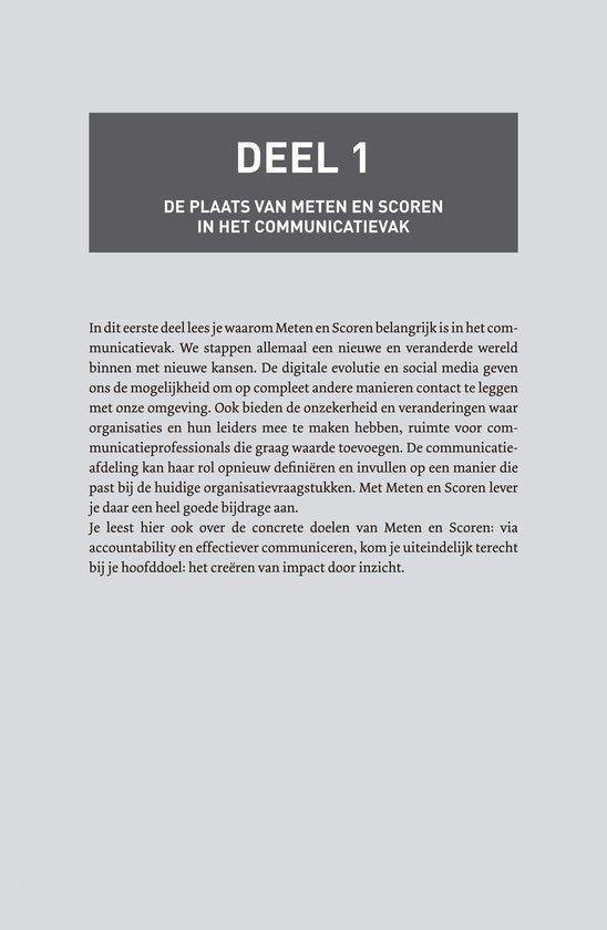 Pagina met de titel 'DEEL 1 DE PLAATS VAN METEN EN SCOREN IN HET COMMUNICATIEVAK'.