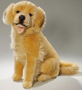 Zittende pluche knuffel golden retriever 37 cm