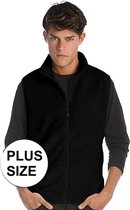 Grote maten fleece casual bodywarmer zwart voor heren - Plus size outdoorkleding wandelen/zeilen - Mouwloze vesten 4XL