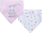 2-pack Bandana Slabbetjes | 'Happy Bunny & Roses'