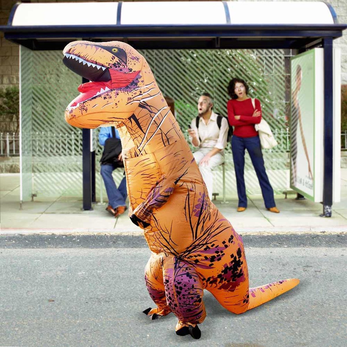 MikaMax Opblaasbaar Dino Pak - Dinosaurus Pak - Verkleedkleding - T-Rex pak  - Maat... | bol.com