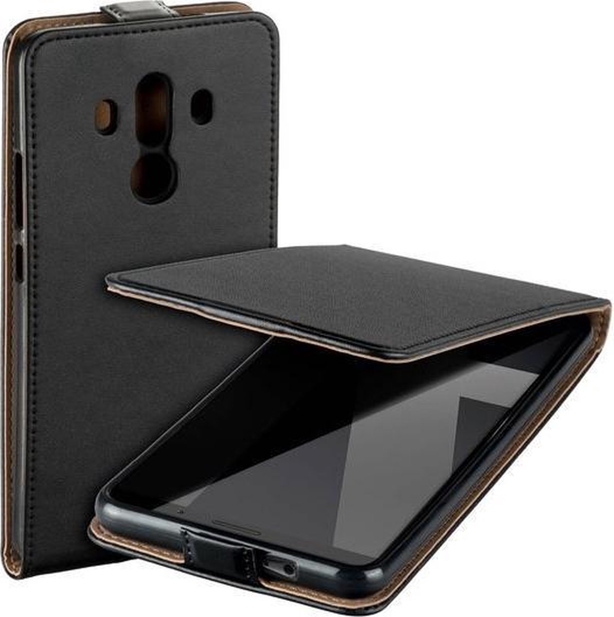 Luxe Flipcase Cover Hoesje Geschikt voor Huawei Mate 10 - Eco Zwart