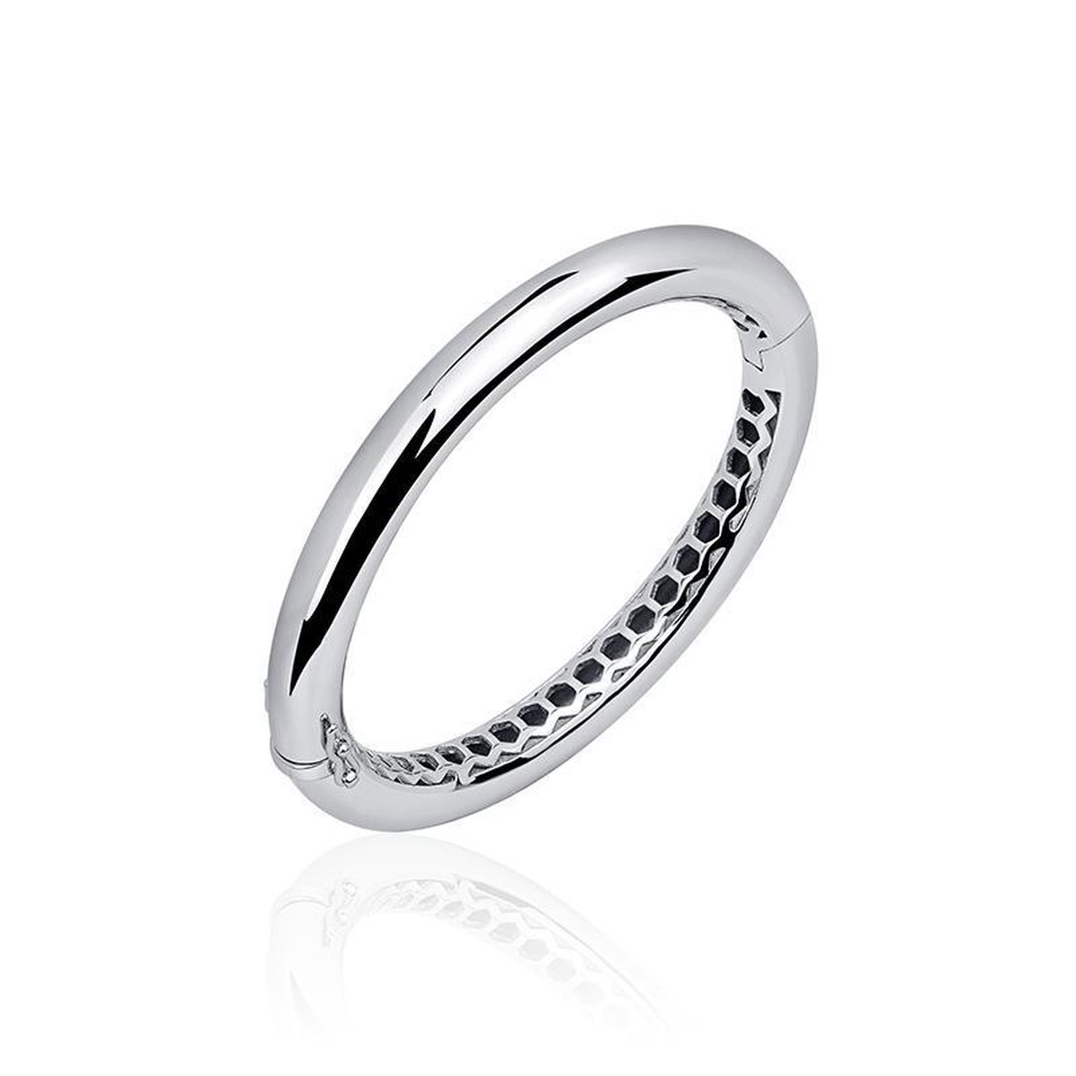 Jewels Inc. - Armband - Bangle Rond Gepolijst - 8mm Breed - Maat 56 - Gerhodineerd Zilver 925