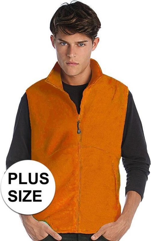 Grote maten fleece casual bodywarmer oranje voor heren - Holland feest/outdoor plus size kleding - Supporters/fan artikelen 3XL