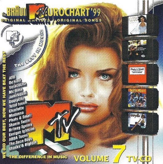 Braun MTV Eurochart '99 CD met de gezichten van Shania Twain en Phats & Small, met artwork van Madonna en Britney Spears.