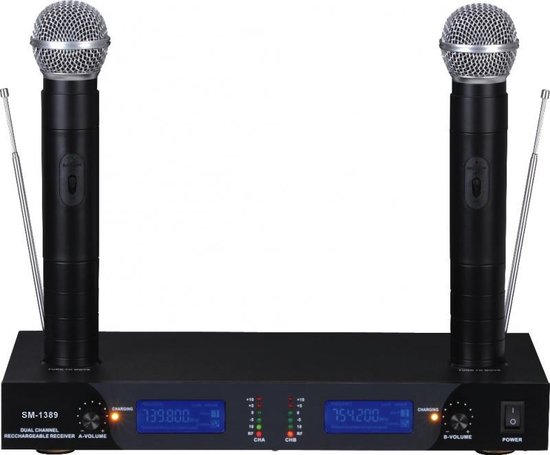 Draadloze microfoon set 2x hand (oplaadbaar) | bol.com
