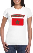 T-shirt met Marokkaanse vlag wit dames S