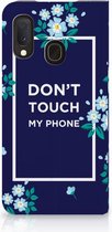 Bookcover Hoesje Geschikt voor Samsung Galaxy A20e Design Case Flowers Blue DTMP