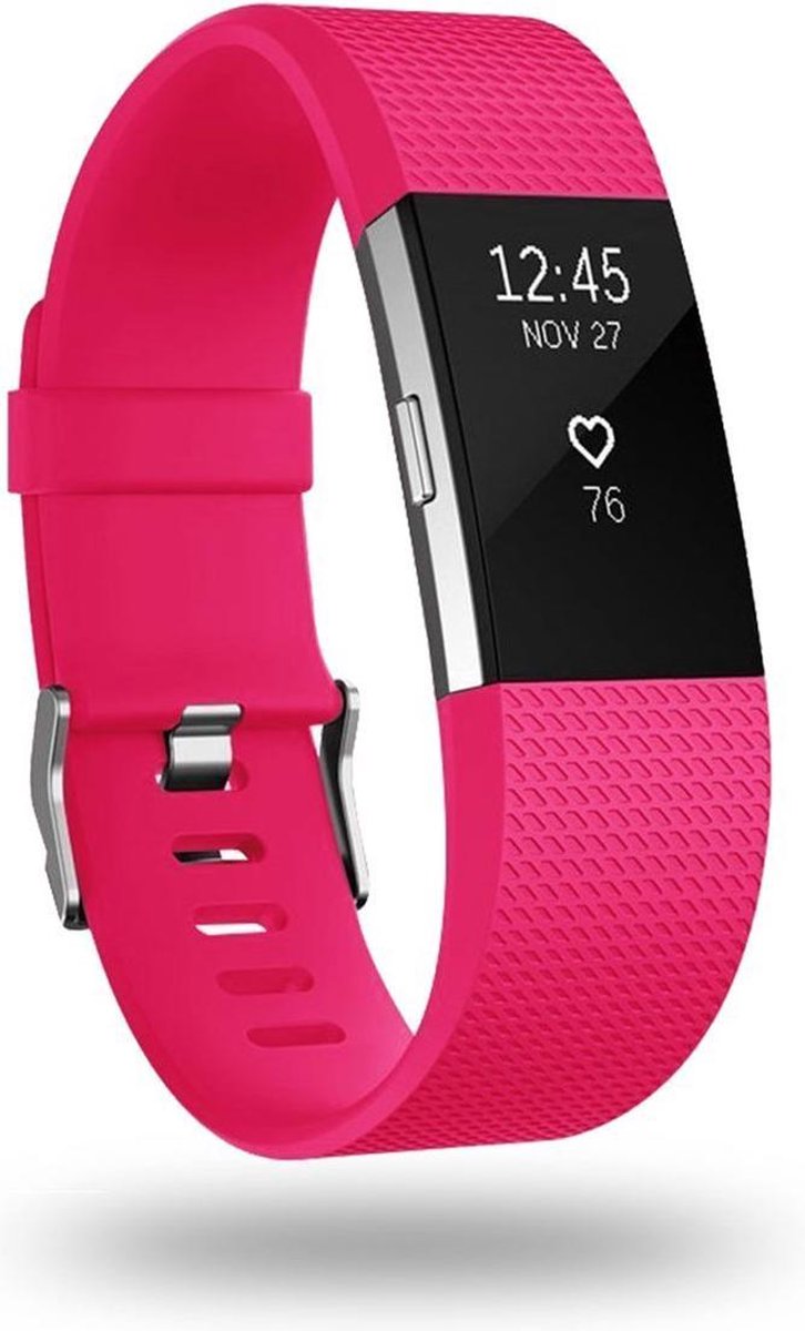 Siliconen Bandje - Small - Geschikt voor Fitbit Charge 2 - Fuchsia