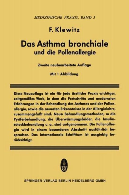 Omslag van Das Asthma Bronchiale Und Die Pollenallergie