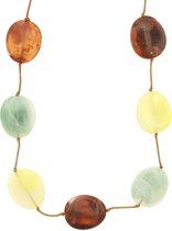 Behave® lange ketting groen geel bruin acryl kralen 120 cm