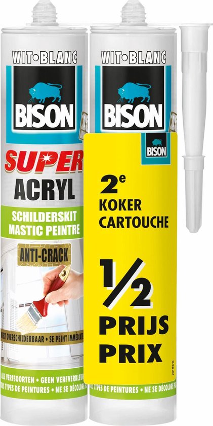 Afbeelding van Bison super acrylaat schilderskit wit duoverpakking - 2 x 300 ml.