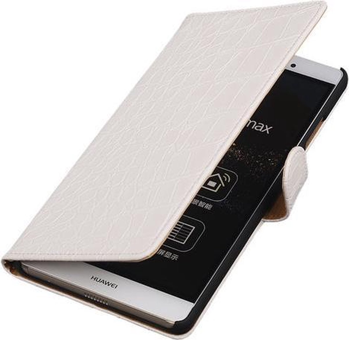 Huawei P8 Max Croco Booktype Wallet Hoesje Wit - Cover Case Hoes